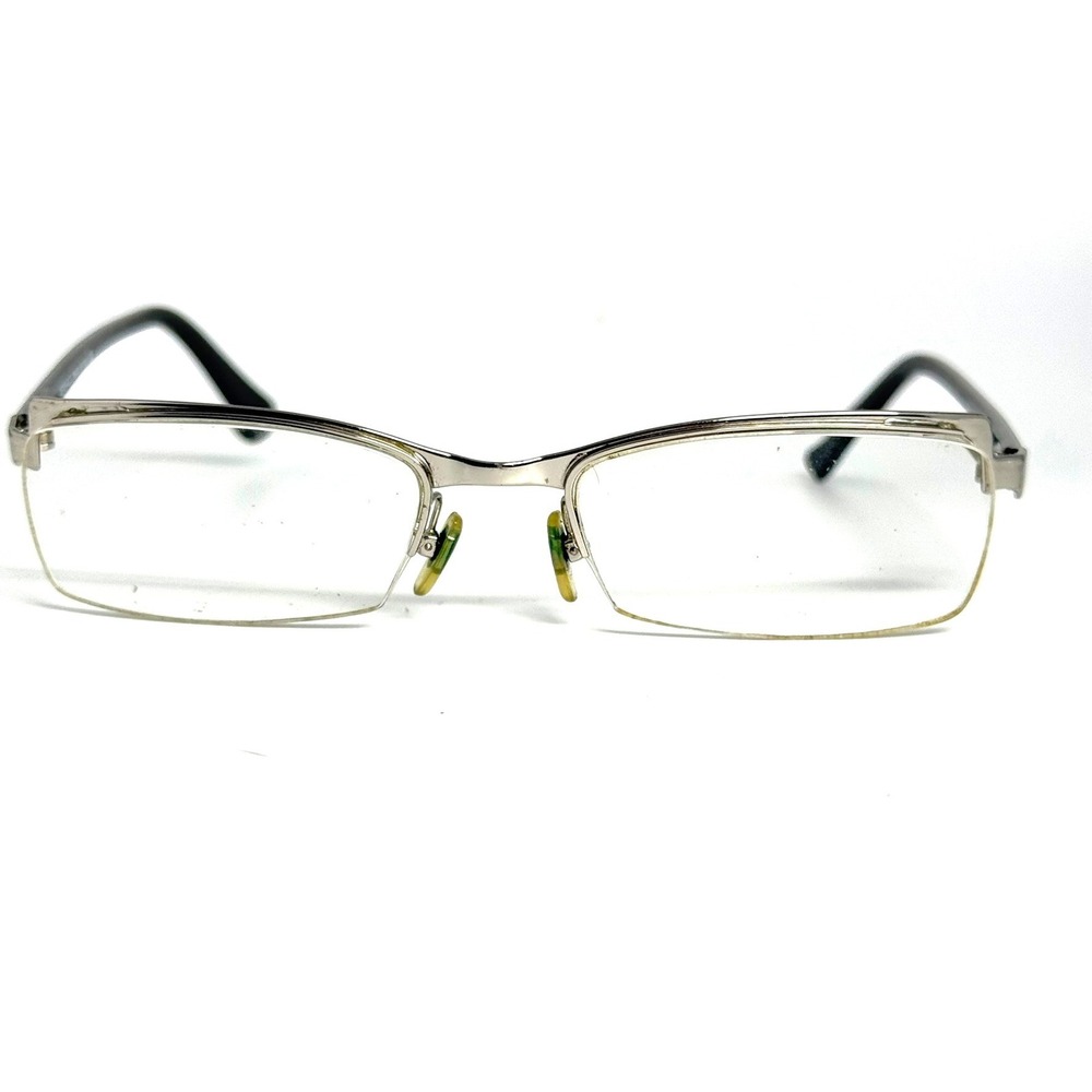 Versace Mod 1085 1000 Silver Black Semi Rimless Rectangular Eyeglass Frame 52-18